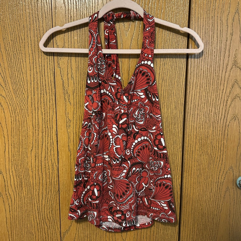 Y2K paisley halter tank top